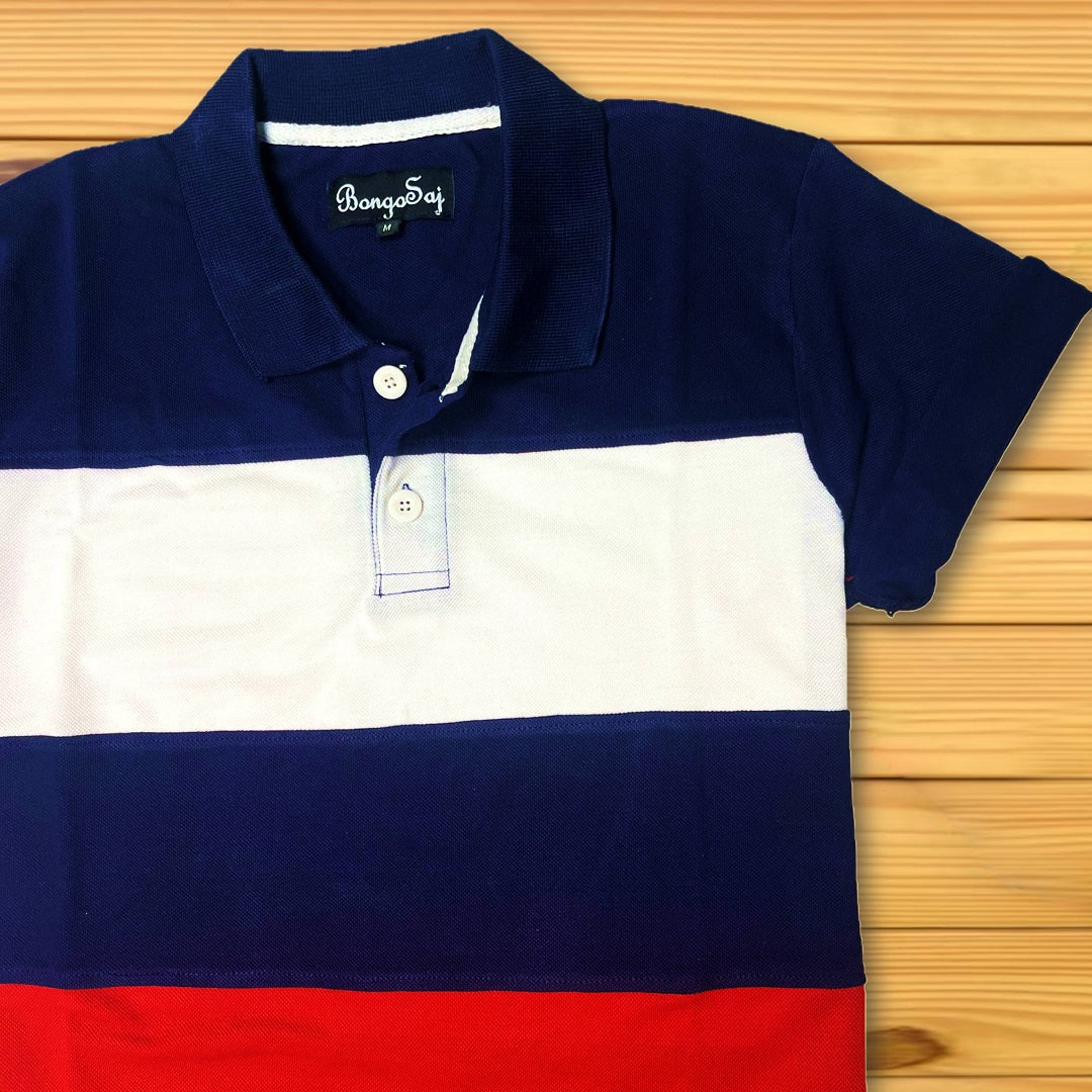 Stylish Men T-Shirt Navy White Navy Red