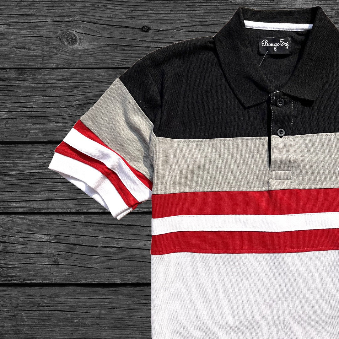 Men stylish T Shirt Black Grey white with red  stripe