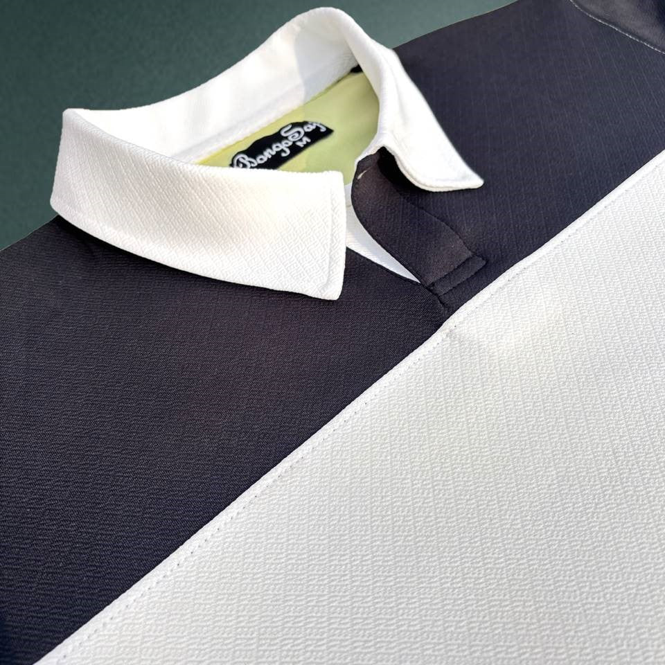 Full sleeve Collar Lycra T Shirt Black White with Pear Green