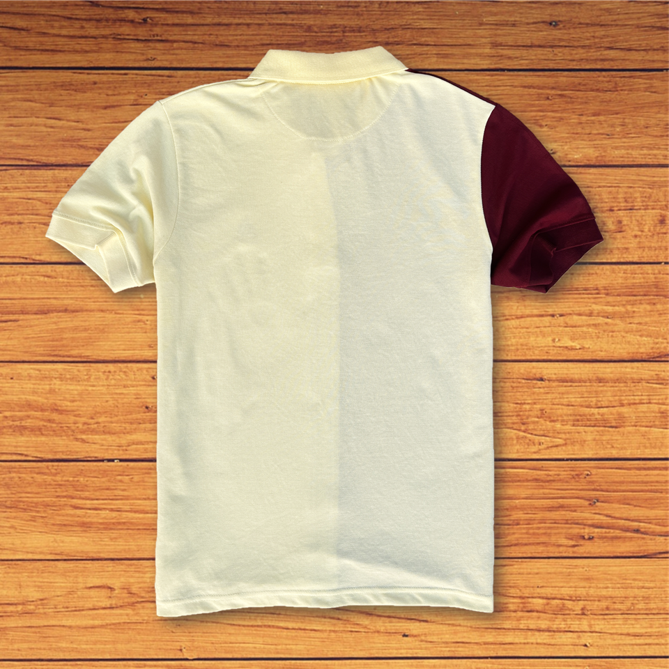 Half Maroon with Yellow stripe Polo T-Shirt