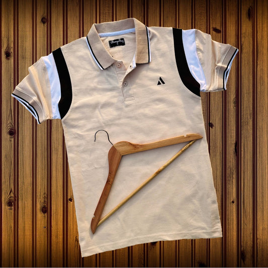 Men stylish T-Shirt Pale Peach color With Brown and White