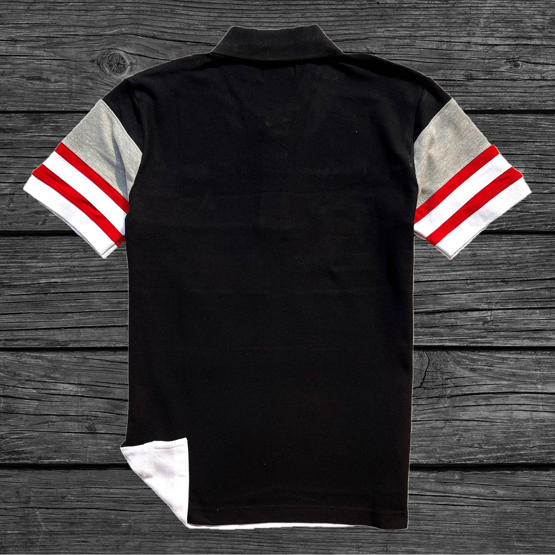 Men stylish T Shirt Black Grey white with red  stripe