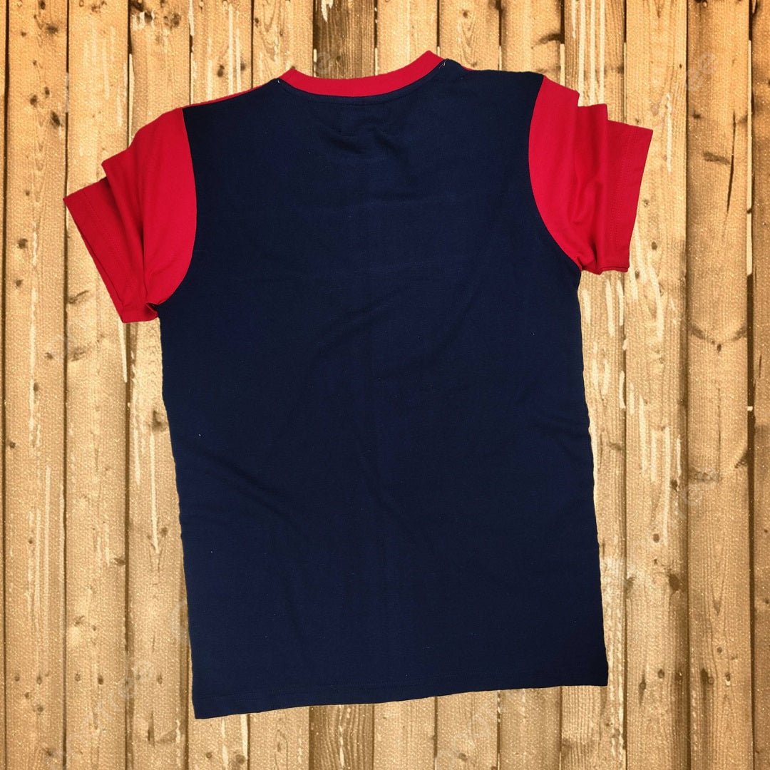 Round Neck T Shirt New Red Navy Blue with White stripe (One Piece)