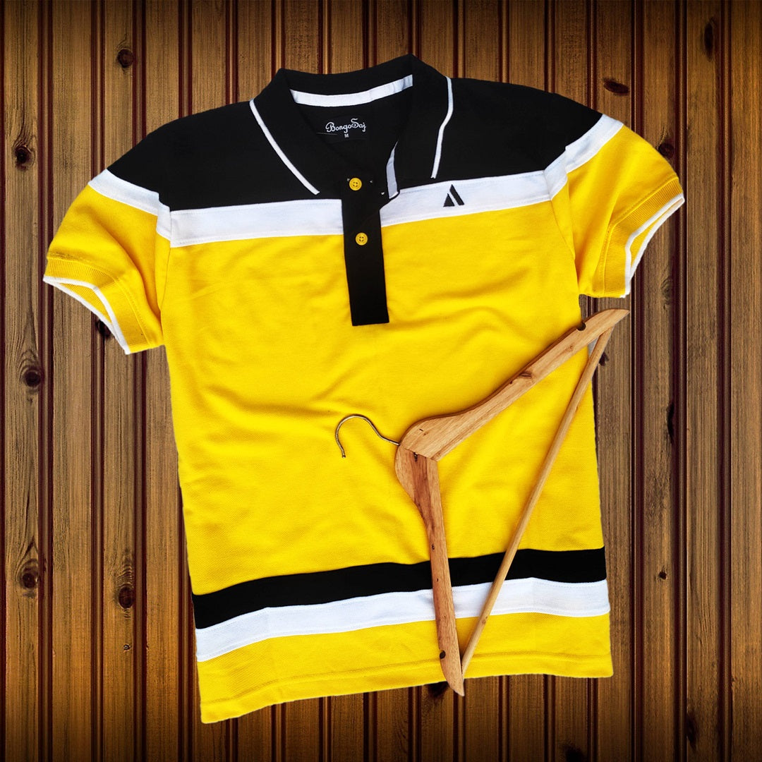 Men premium T Shirt Black, Yellow and White New