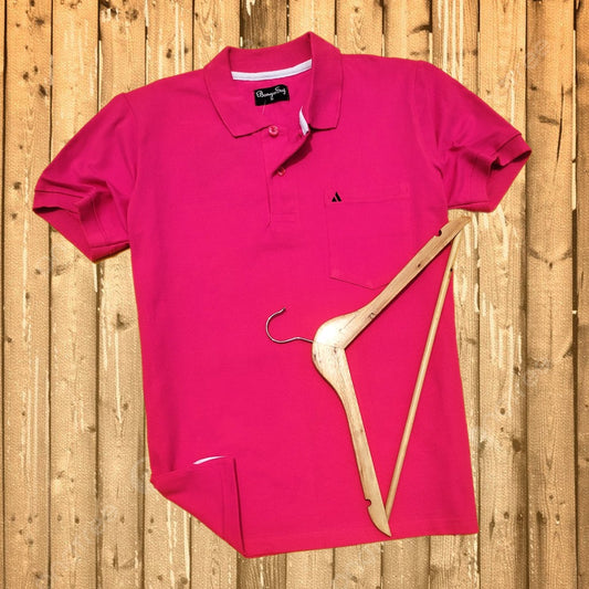 Men stylish T-Shirt Magenta Pink color plain, with Pocket