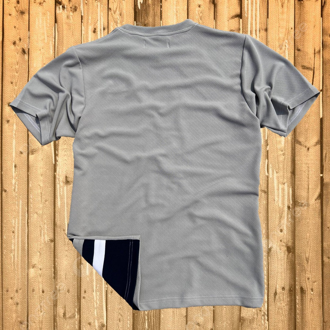 Half sleeve Lycra Steel Grey and Navy White with Bottom stripes