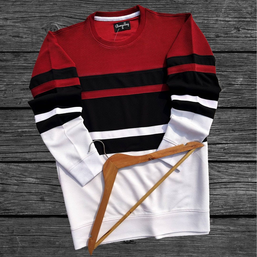 Full sleeve Lycra Maroon, Black and White with two stripes