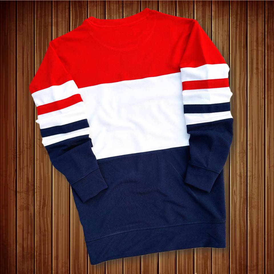 Full sleeve Lycra Red, White and Navy Blue with two stripes