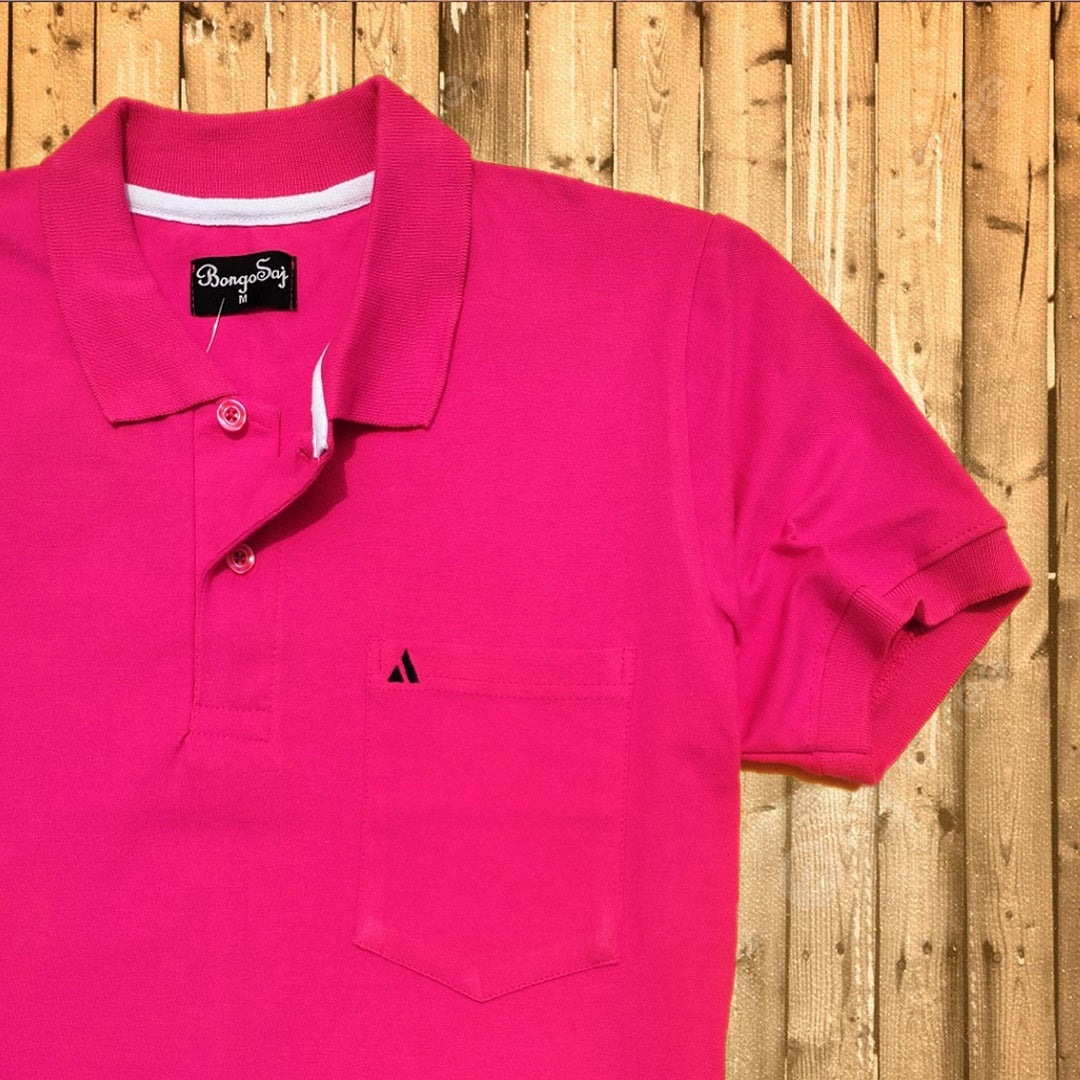 Men stylish T-Shirt Magenta Pink color plain, with Pocket