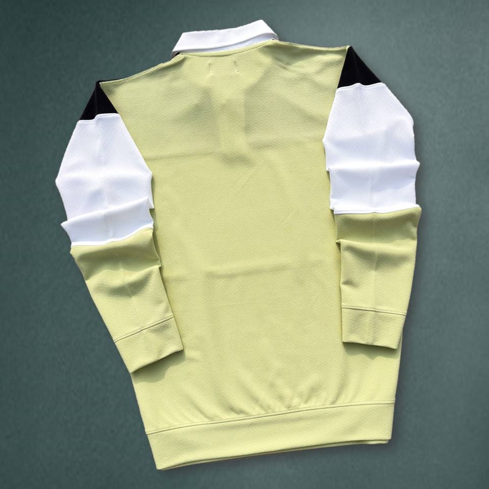 Full sleeve Collar Lycra T Shirt Black White with Pear Green