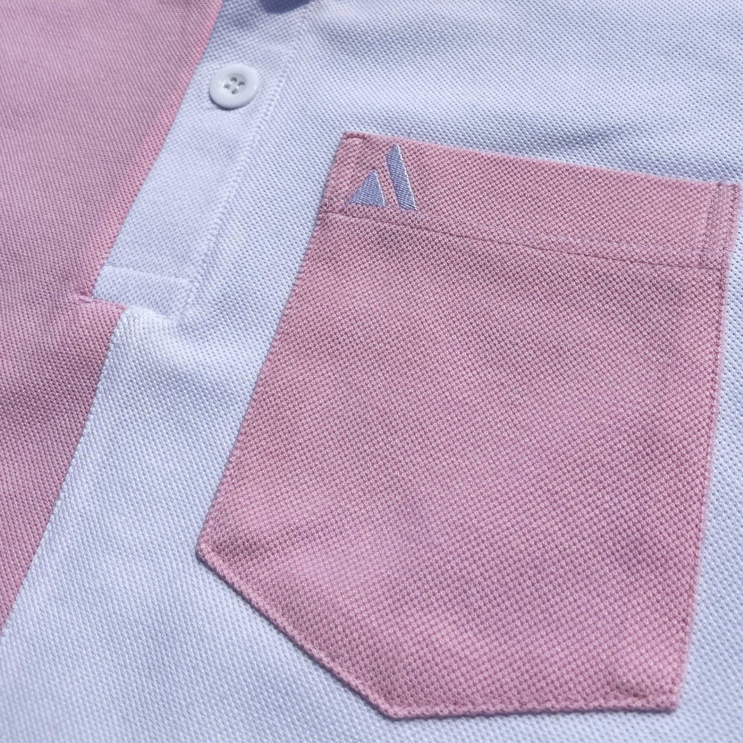 Men stylish T-Shirt Rose Pink with White color, with Pocket (Airtex)