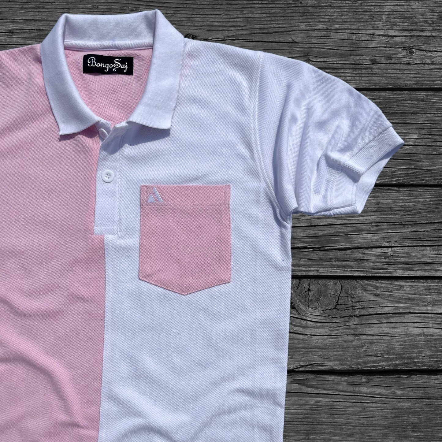 Men stylish T-Shirt Rose Pink with White color, with Pocket (Airtex)