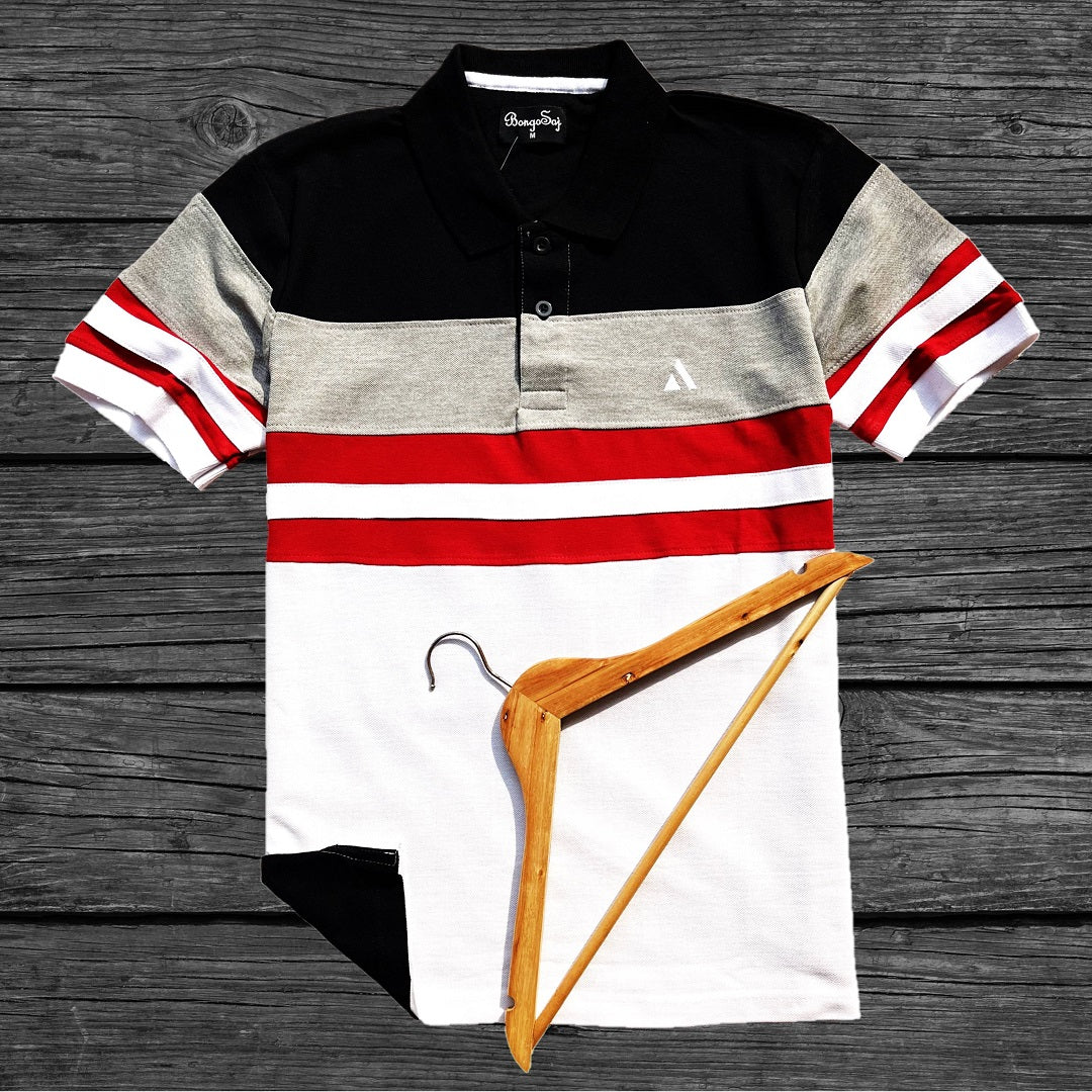 Men stylish T Shirt Black Grey white with red  stripe