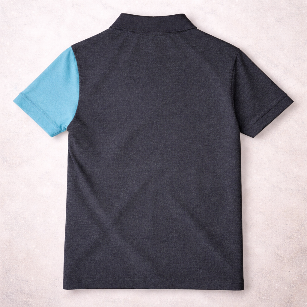 Premium Dual Tone Polo T-Shirt (Dark Mélange & Sky Blue)