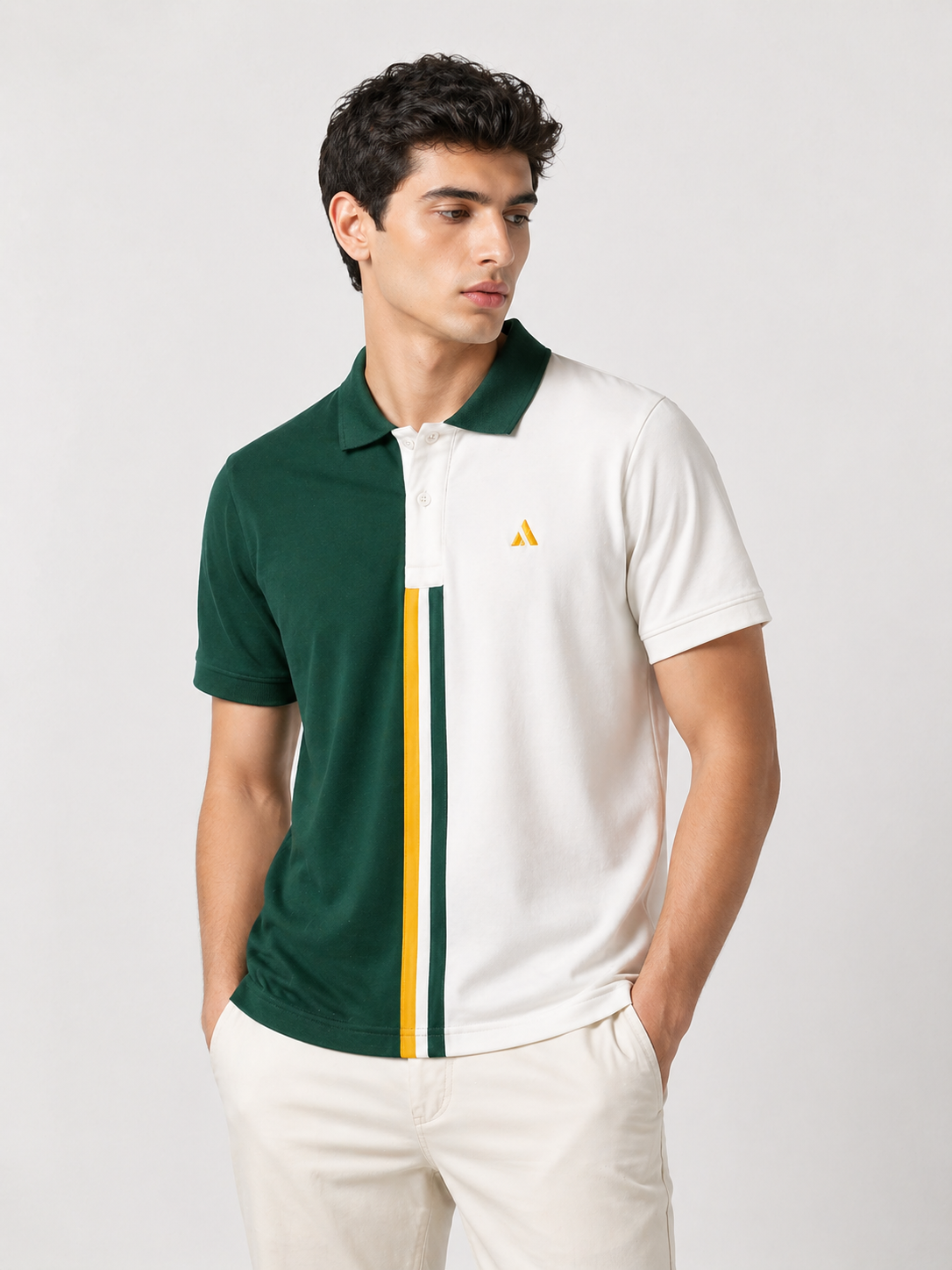Half Pine Green with White stripe Polo T-Shirt