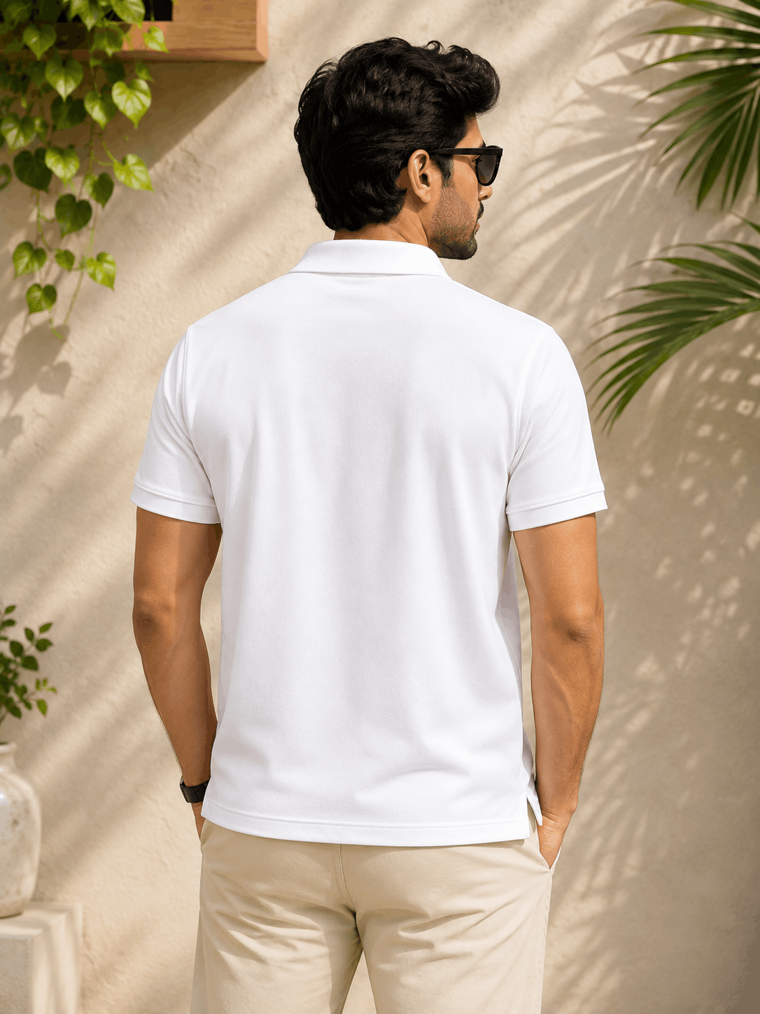BongoSaj Premium Cotton Polo T-Shirt – White & Hot Pink