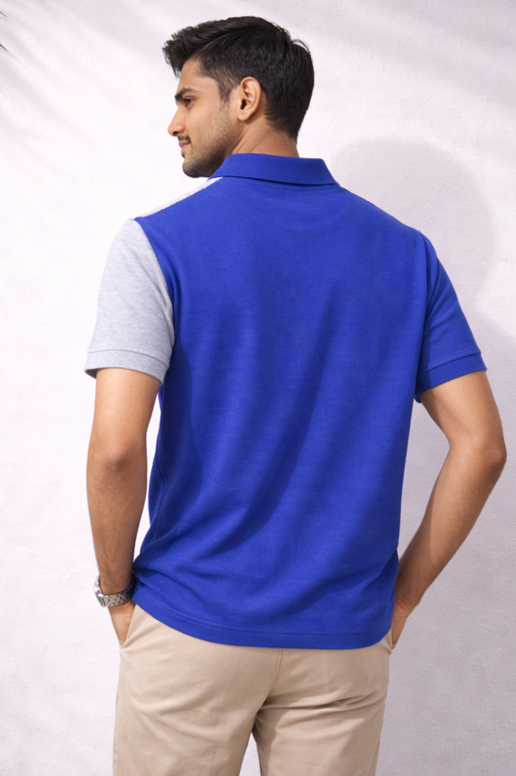 Half Blue with Light Grey stripe Polo T-Shirt
