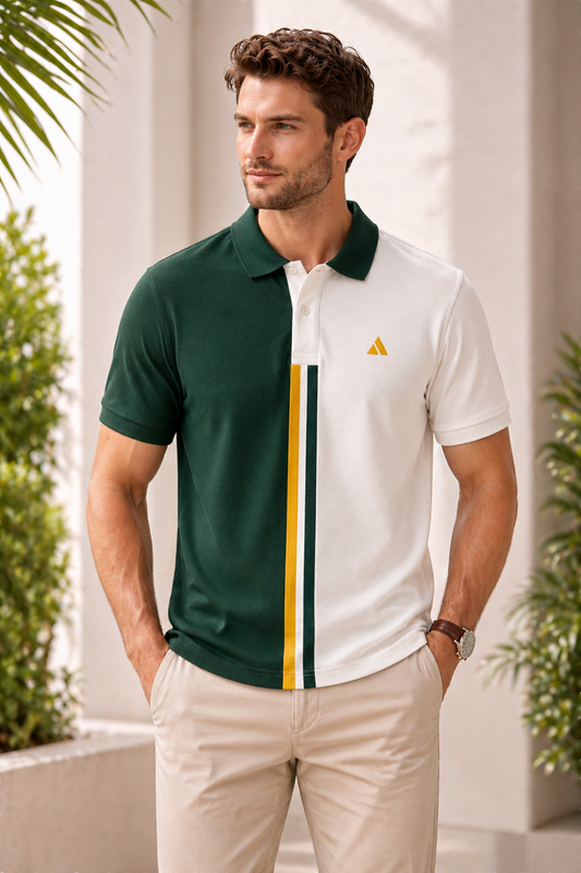 Half Pine Green with White stripe Polo T-Shirt