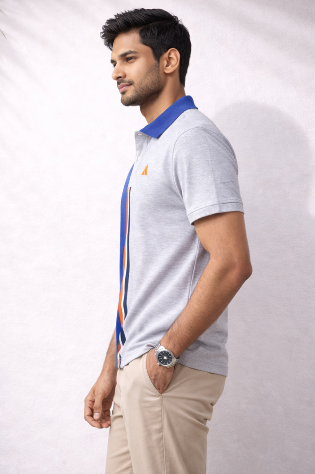 Half Blue with Light Grey stripe Polo T-Shirt