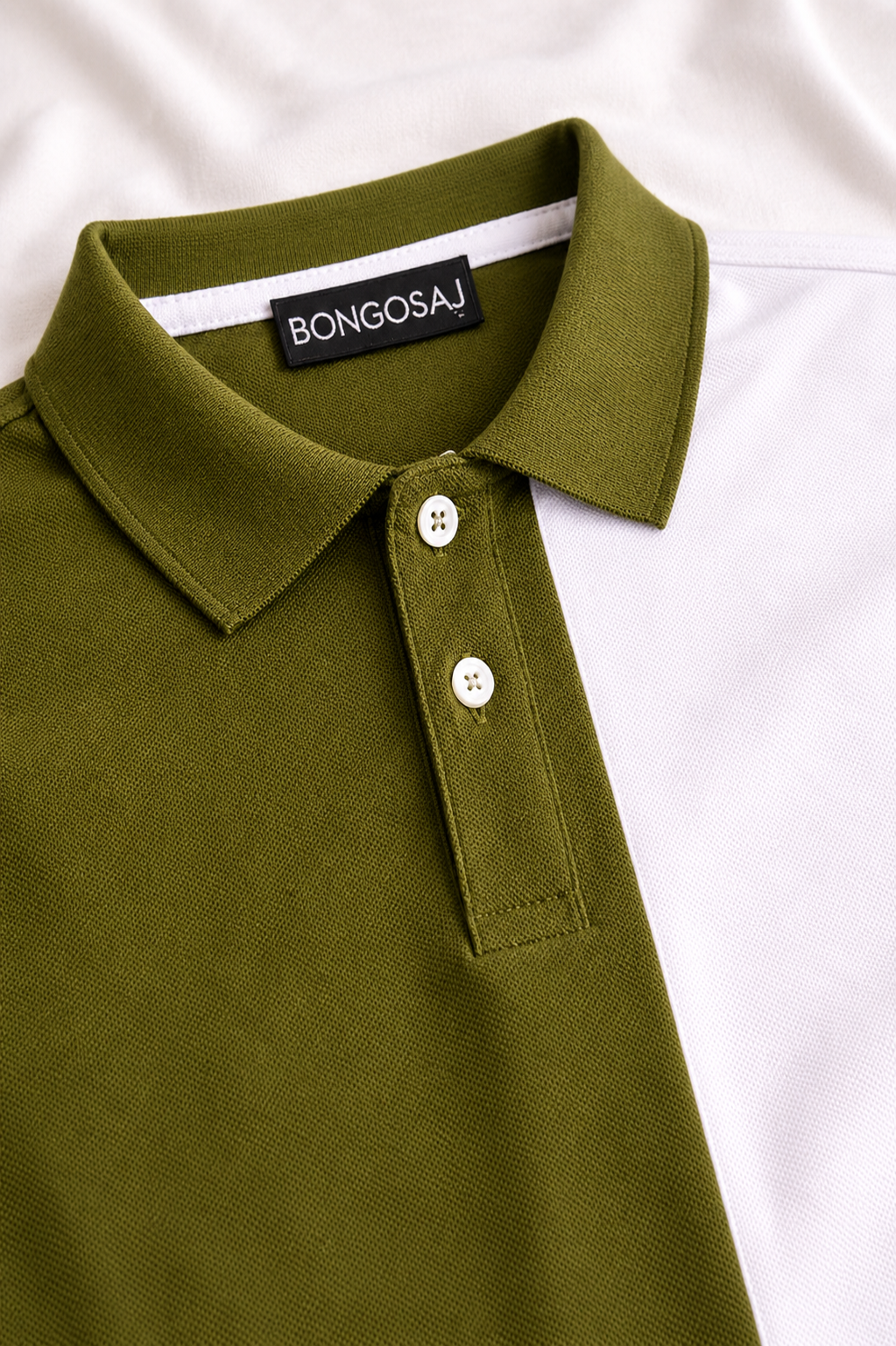 Premium Dual Tone Cotton Polo T-Shirt for Men | Olive Green & White