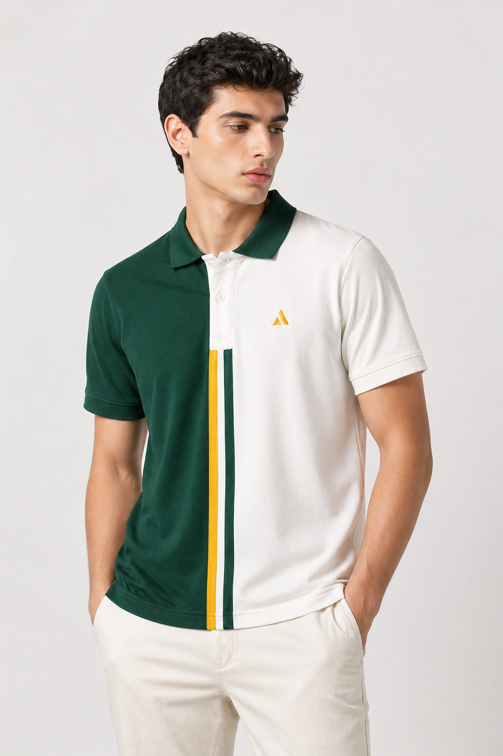 Half Pine Green with White stripe Polo T-Shirt