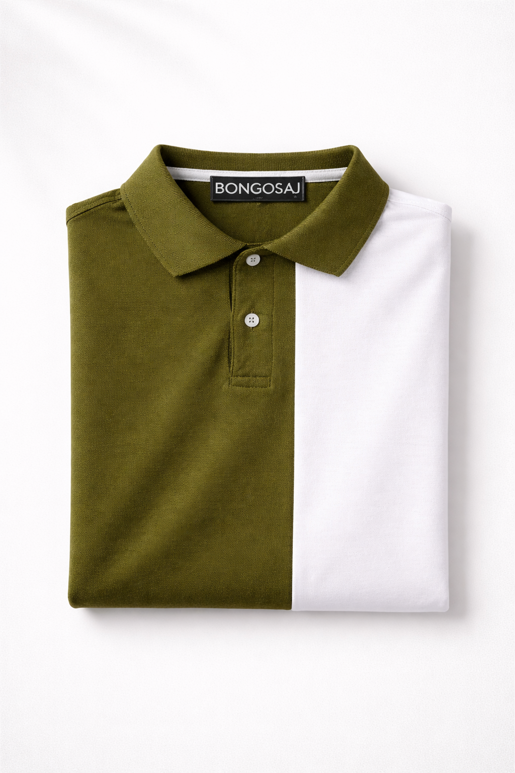 Premium Dual Tone Cotton Polo T-Shirt for Men | Olive Green & White