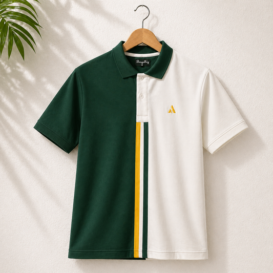 Half Pine Green with White stripe Polo T-Shirt