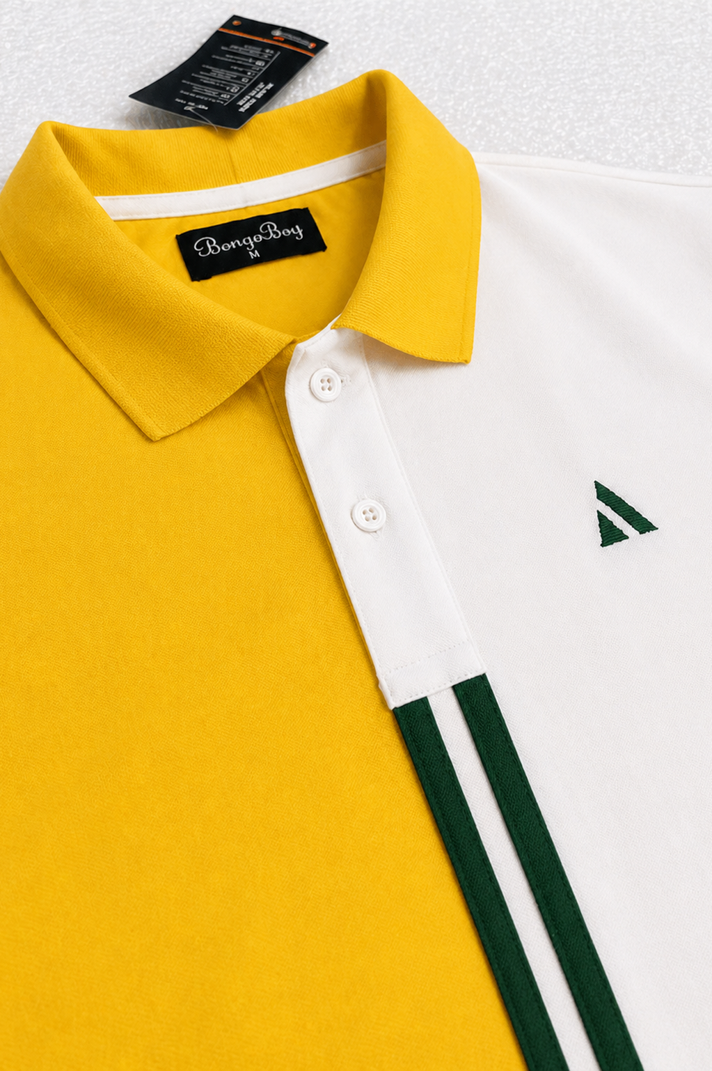 Half Golden Yellow with White stripe Polo T-Shirt