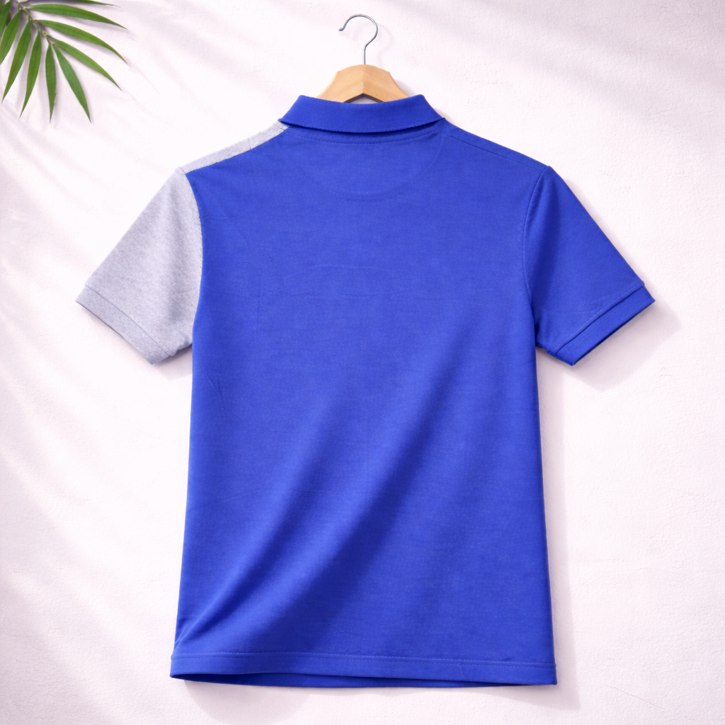 Half Blue with Light Grey stripe Polo T-Shirt