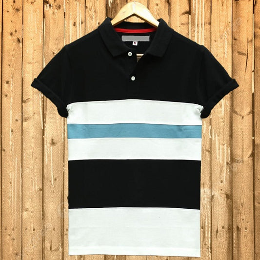 Men stylish T Shirt Black white and Teal Blue