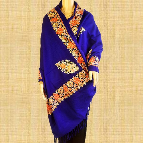 Pure Woolen Embroidered Women Shawl