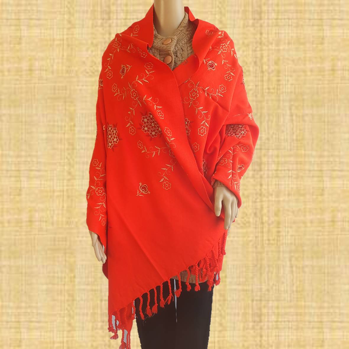 Pure Woolen Embroidered Women Stole