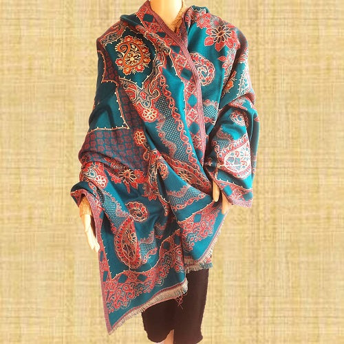 Pure Woolen Embroidered Women Shawl