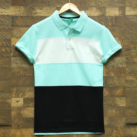 Men stylish T Shirt baby blue,white and black