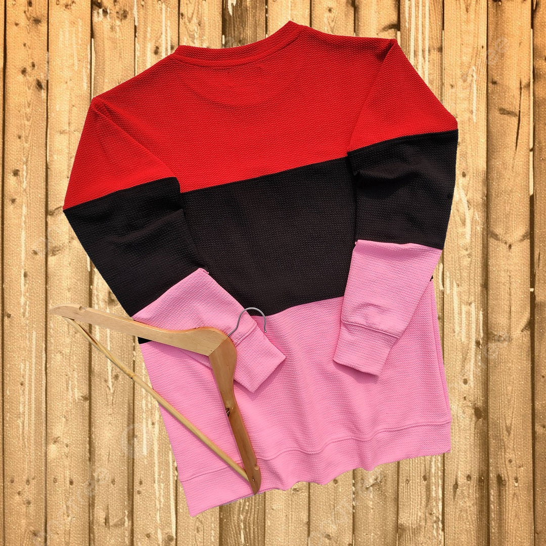 Men stylish Popcorn Lycra Red, Black with Pink T Shirt