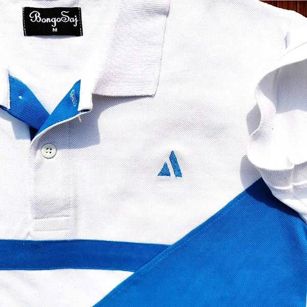 Stylish Men T-Shirt White & Indian Blue Premium New