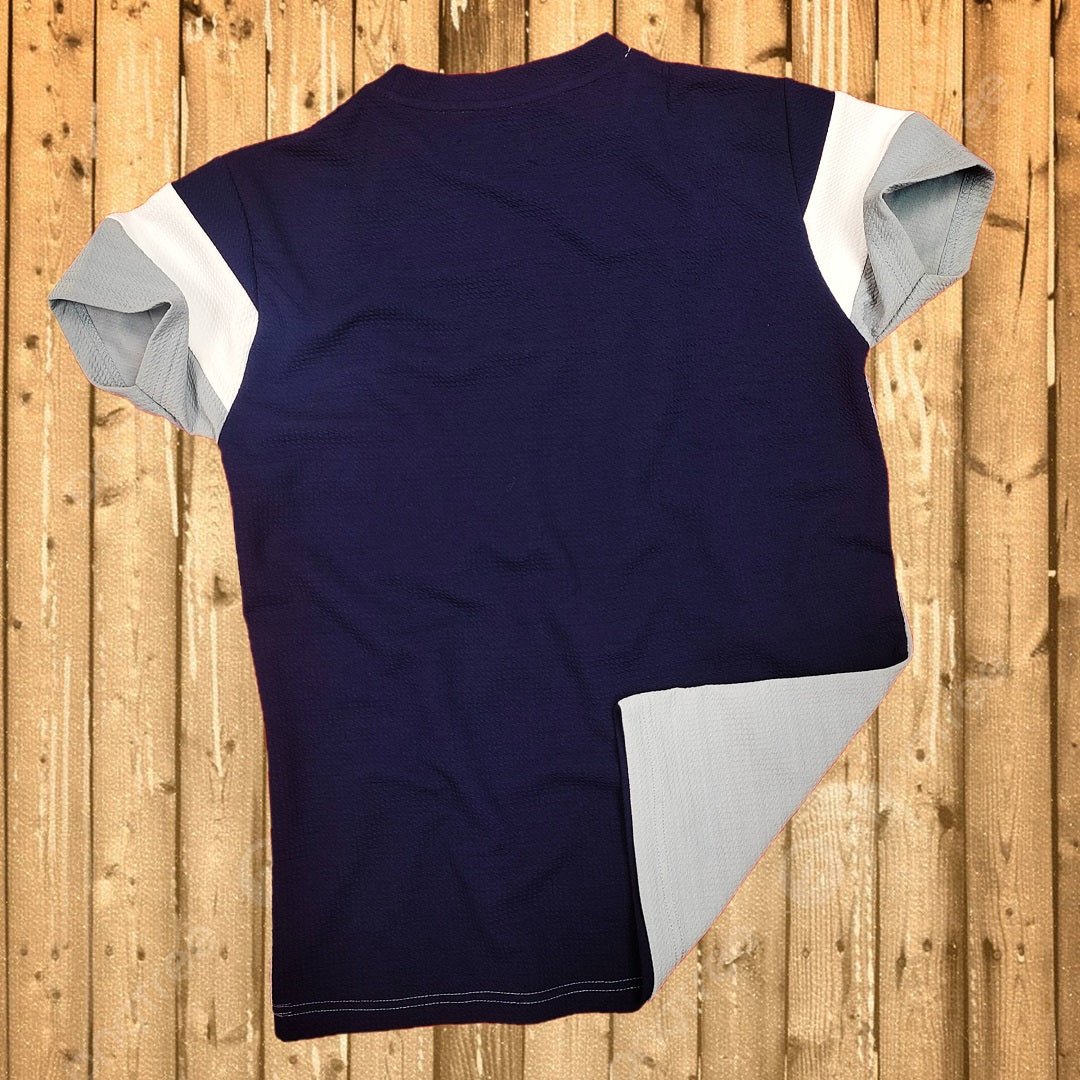 Popcorn Lycra half sleeve T Shirt Navy Blue, White & Grey New